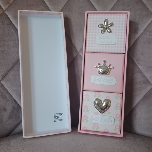 3/$30 New Baby Girl Memento Saving Box Set Baby Shower Gift First Tooth Box - Picture 2 of 5
